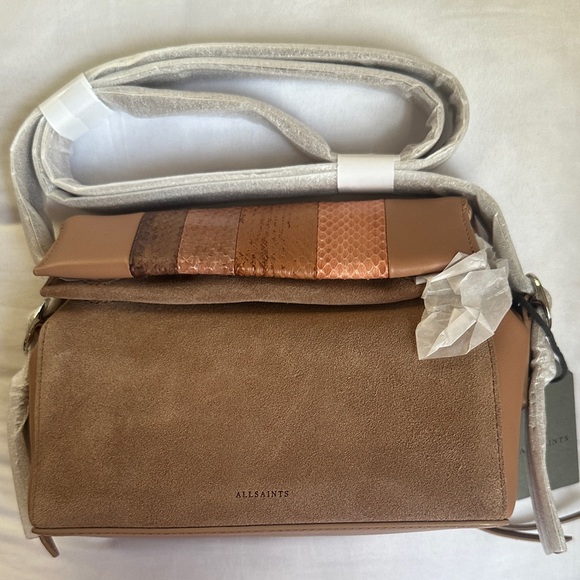All Saints Handbags - All Saints Tan and Brown Leather Messenger Bag